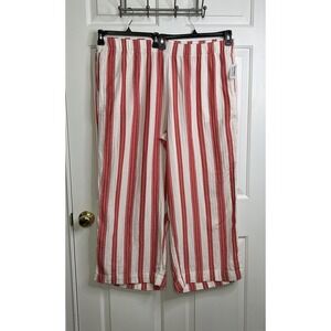 Old Navy High-Rise Gauzy Wide-Leg Pants Womens XXL Red + Off White Striped